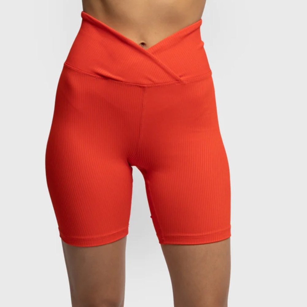 Year of Ours Red Ribbed Biker Short